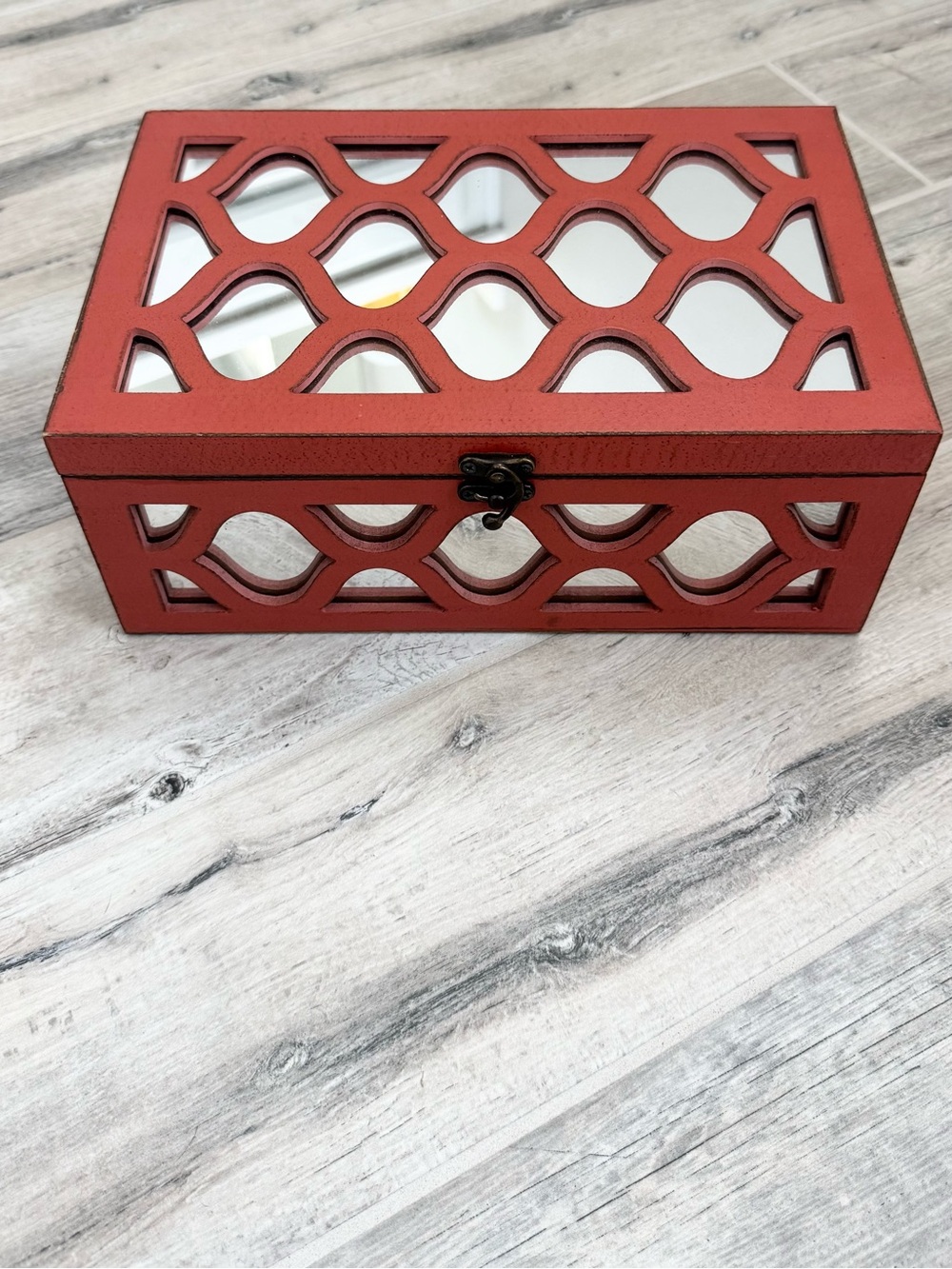 Rustic Burnt Orange Mirror Keepsake Box